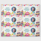 Happy Birthday Custom Photo Text Aangepast Cadeaupapier (Vlak)