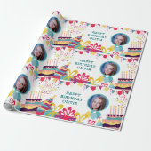Happy Birthday Custom Photo Text Aangepast Cadeaupapier (Uitgerold)
