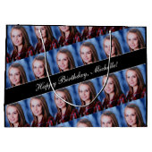 Happy Birthday Custom Photo Text Aangepast Groot Cadeauzakje (Achterkant)