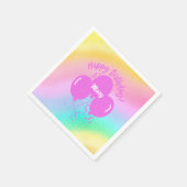 Happy Birthday Custom Rainbow Hot Pink-ballonnen Servet (Hoek)