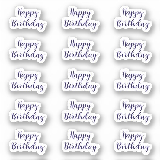 Happy Birthday Custom Text Age Navy Blue Simple Sticker (Voorkant)