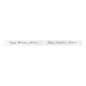 Happy Birthday Custom Text Black and White Chic Satijnen Lint (Voorkant)