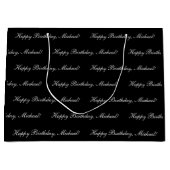 Happy Birthday Custom Text Black Chic Groot Cadeauzakje (Voorkant)