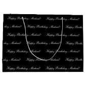 Happy Birthday Custom Text Black Chic Groot Cadeauzakje (Achterkant)