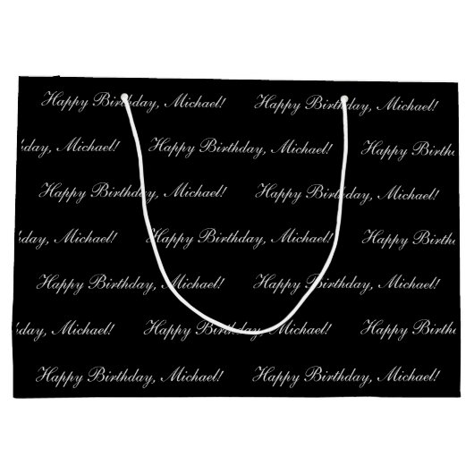 Happy Birthday Custom Text Black Chic Groot Cadeauzakje (Achterkant)