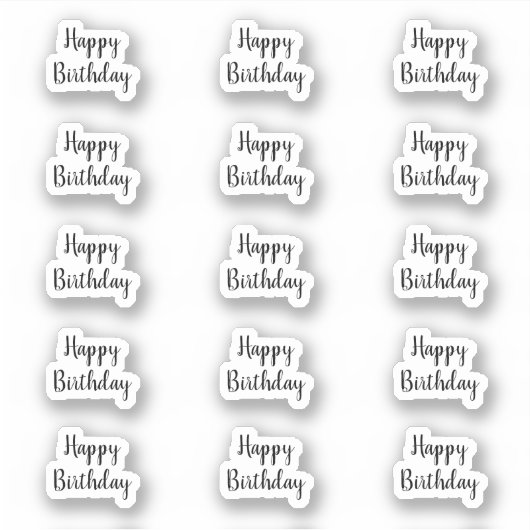Happy Birthday Custom Text Color Black White Cool Sticker (Voorkant)