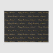 Happy Birthday Custom Text Elegant Black Tissuepapier (Voorkant)