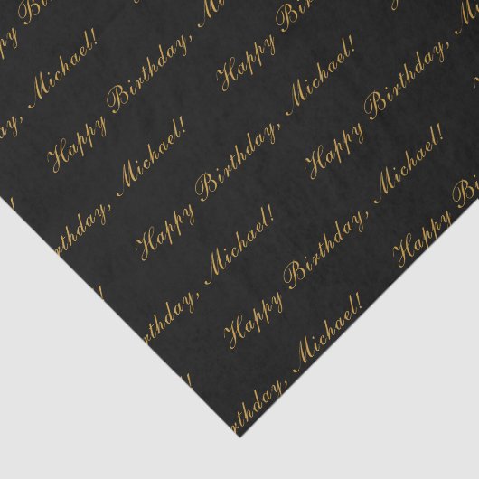 Happy Birthday Custom Text Elegant Black Tissuepapier (Detail)