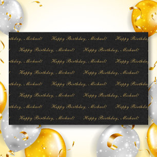 Happy Birthday Custom Text Elegant Black Tissuepapier
