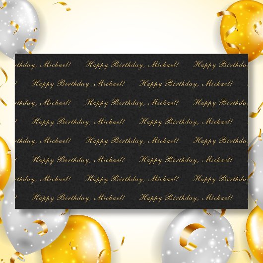 Happy Birthday Custom Text Elegant Black Tissuepapier