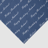 Happy Birthday Custom Text Elegant Blue Tissuepapier (Detail)