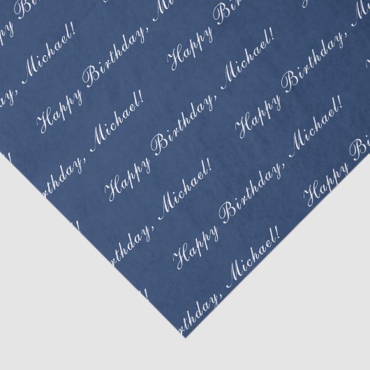 Happy Birthday Custom Text Elegant Blue Tissuepapier (Detail)