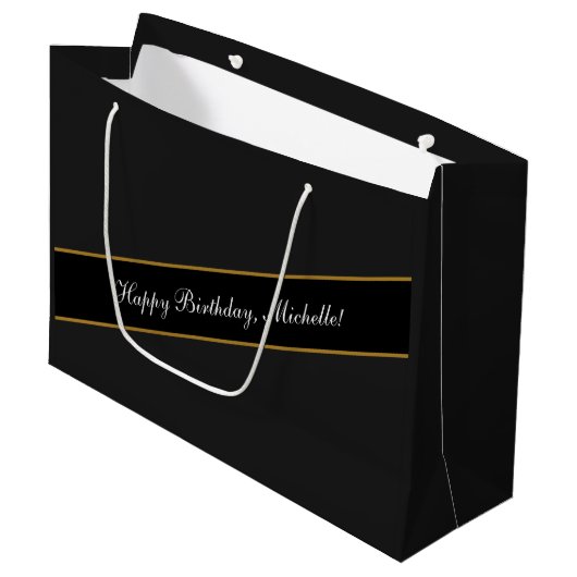 Happy Birthday Custom Text Elegant gepersonaliseer Groot Cadeauzakje (Voorkant Gekanteld)