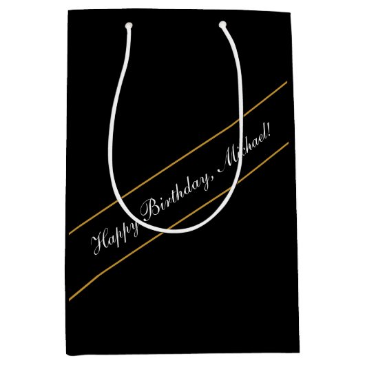 Happy Birthday Custom Text Elegant gepersonaliseer Medium Cadeauzakje (Voorkant)