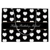Happy Birthday Custom Text Elegant Hearts Patroon Groot Cadeauzakje (Achterkant)