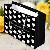 Happy Birthday Custom Text Elegant Hearts Patroon Groot Cadeauzakje