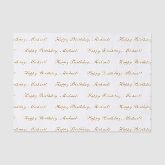 Happy Birthday Custom Text Elegant White Tissuepapier (Voorkant)