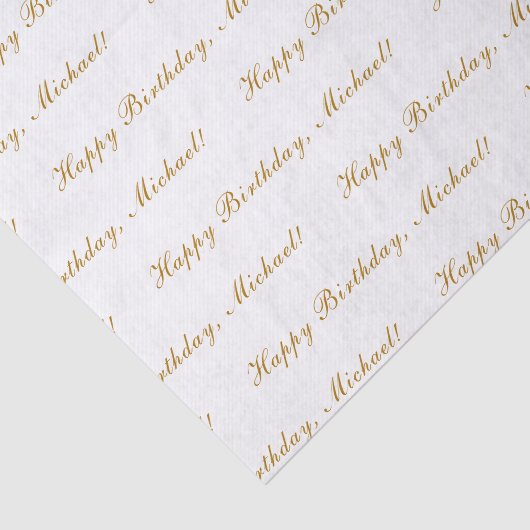 Happy Birthday Custom Text Elegant White Tissuepapier (Detail)