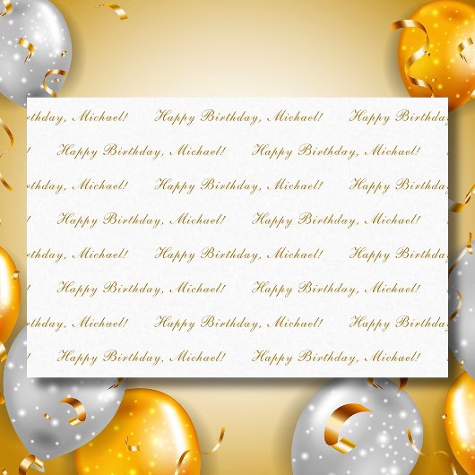 Happy Birthday Custom Text Elegant White Tissuepapier