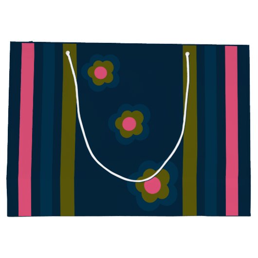 Happy birthday  Custom text navy blue & Hot pink Groot Cadeauzakje (Achterkant)