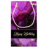Happy Birthday Custom Text Paars Black Gift Bag Klein Cadeauzakje (Achterkant)