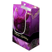Happy Birthday Custom Text Paars Black Gift Bag Klein Cadeauzakje (Achterkant Gekanteld)