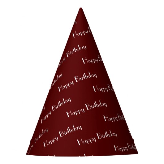 Happy Birthday Custom Text Pattern Maroon Feesthoedjes (Voorkant)