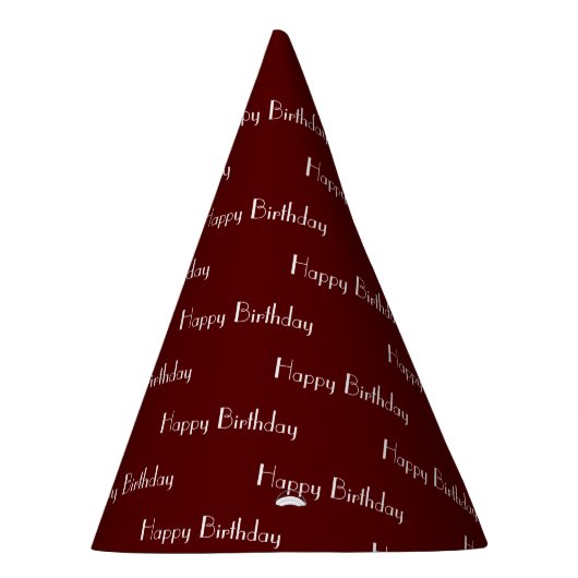 Happy Birthday Custom Text Pattern Maroon Feesthoedjes (Rechts)
