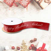 Happy Birthday Custom Text Red Chic Satijnen Lint