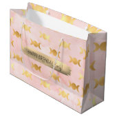 Happy Birthday Custom Text Trendy Gepersonaliseerd Groot Cadeauzakje (Voorkant Gekanteld)