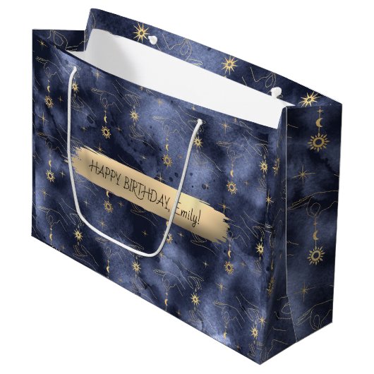 Happy Birthday Custom Text Trendy Gepersonaliseerd Groot Cadeauzakje (Voorkant Gekanteld)