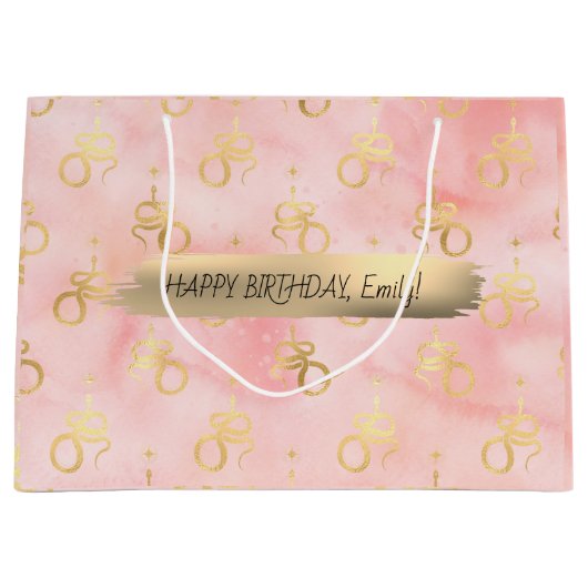Happy Birthday Custom Text Trendy Gepersonaliseerd Groot Cadeauzakje (Voorkant)