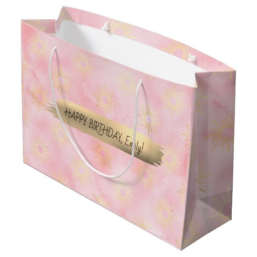 Happy Birthday Custom Text Trendy Gepersonaliseerd Groot Cadeauzakje (Achterkant Gekanteld)