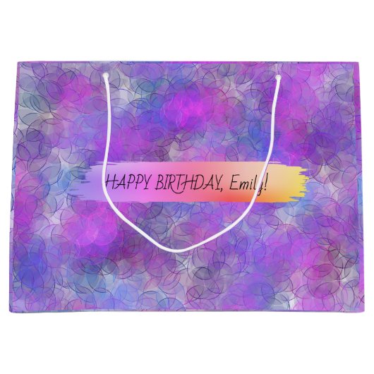 Happy Birthday Custom Text Trendy Gepersonaliseerd Groot Cadeauzakje (Voorkant)