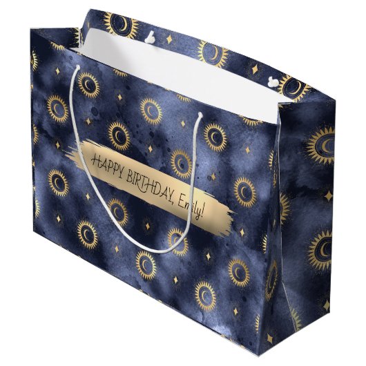 Happy Birthday Custom Text Trendy Gepersonaliseerd Groot Cadeauzakje (Achterkant Gekanteld)