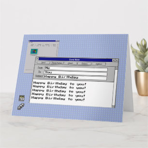 Happy Birthday Custom Text Windows 95 Computer Kaart