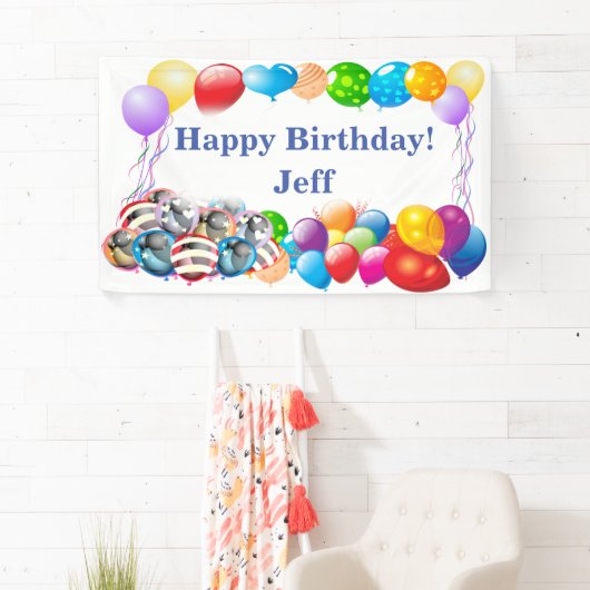 Happy Birthday Custom Vinyl Banner, 3' x 5' Spandoek (Insitu)