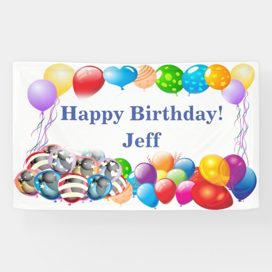 Happy Birthday Custom Vinyl Banner, 3' x 5' Spandoek (Horizontaal)