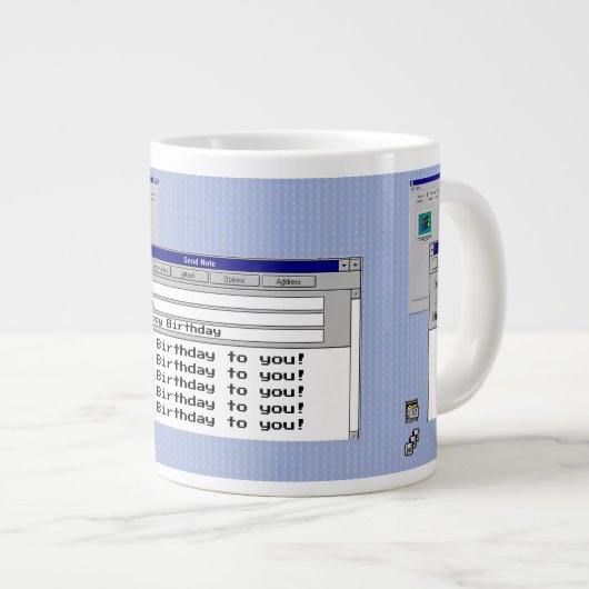 Happy Birthday Custom Windows 95 Computer Theme Grote Koffiekop (Voorkant rechts)