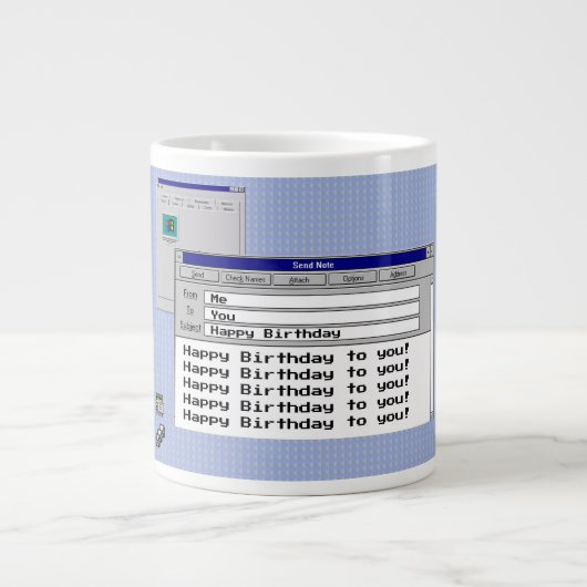 Happy Birthday Custom Windows 95 Computer Theme Grote Koffiekop (Voorkant)