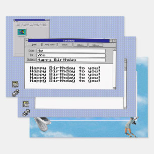 Happy Birthday Custom Windows 95 Computer Theme Inpakpapier Vel