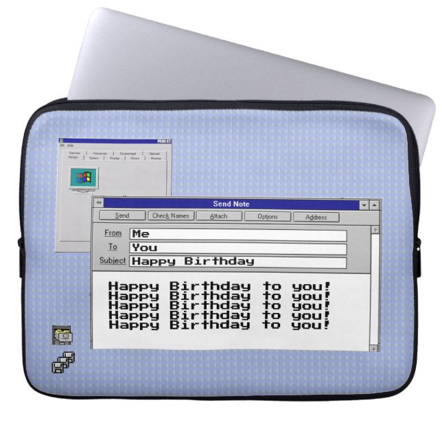 Happy Birthday Custom Windows 95 Computer Theme Laptop Sleeve (Voorkant)