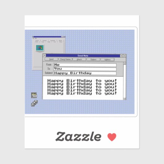 Happy Birthday Custom Windows 95 Computer Theme Sticker (Vel)