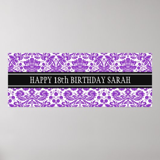 Happy Birthday Custom Year Name Banner Poster (Voorkant)