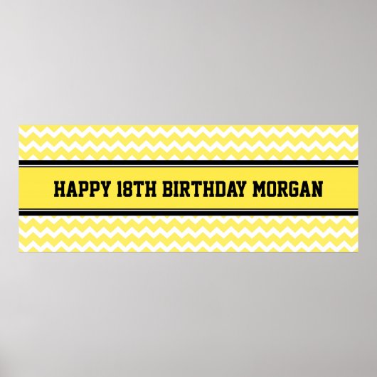 Happy Birthday Custom Year Name Banner Poster (Voorkant)