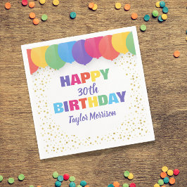 Happy Birthday Custom Year Name Colorful Balloons Servet