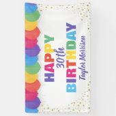 Happy Birthday Custom Year Name Colorful Balloons Spandoek (Verticaal)