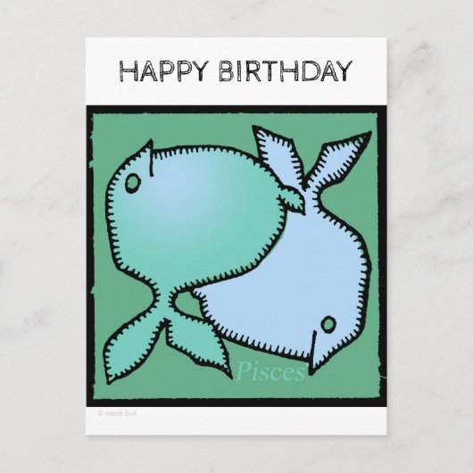 Happy Birthday Custom Zodiac Signs Vissen Briefkaa Briefkaart (Voorkant)
