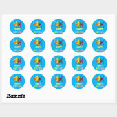 Happy Birthday, Cute and Colorful Fish Design Ronde Sticker (Vel)