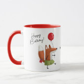 Happy Birthday Cute Balloon Fox Persoonlijke naam Mok (Links)